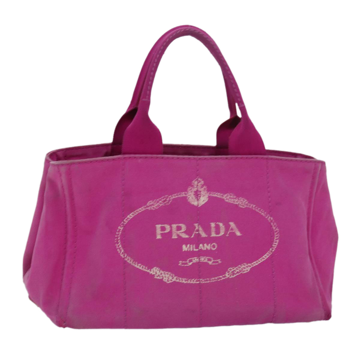 PRADA Canapa MM Hand Bag Canvas Pink bs15397