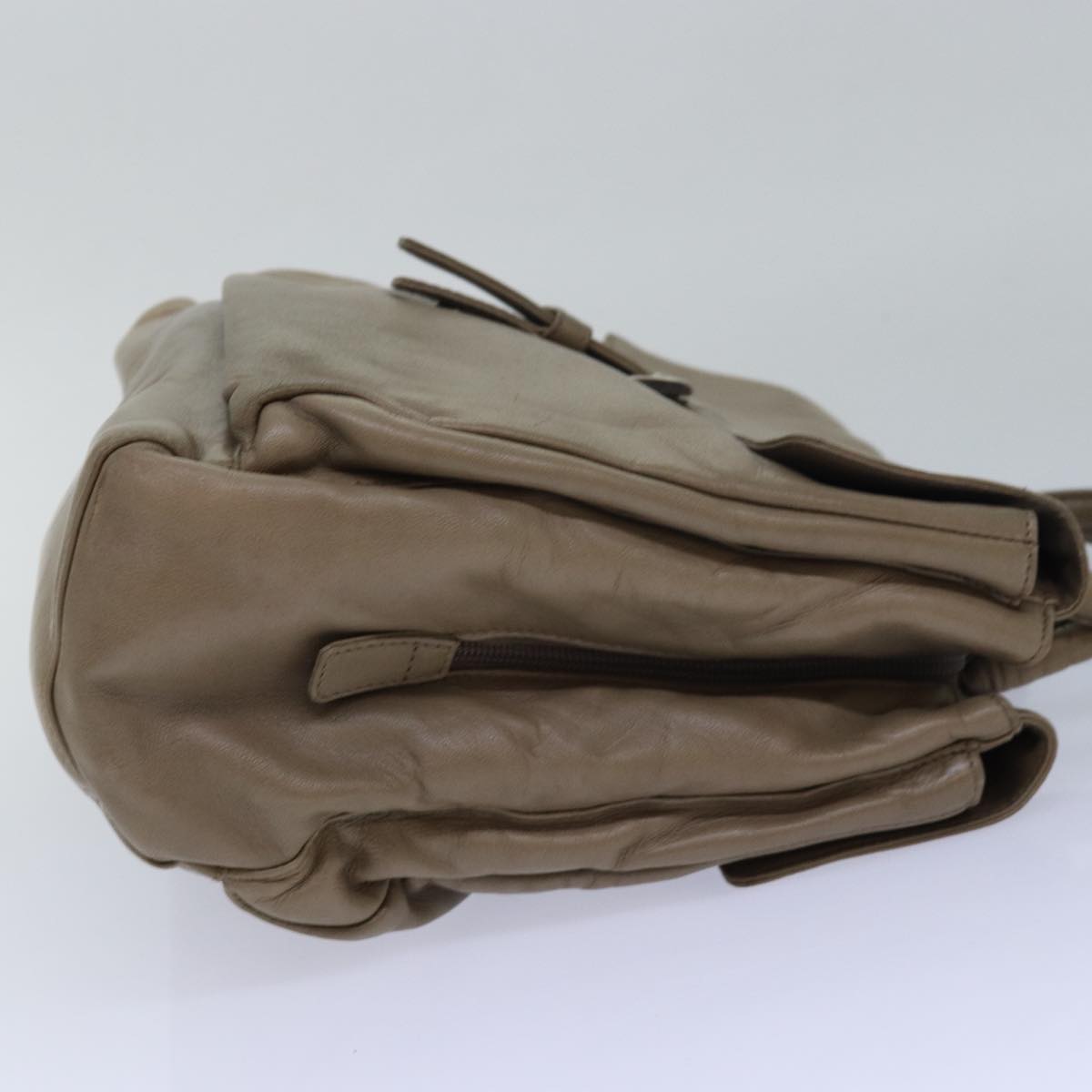 PRADA Hand Bag Leather Beige bs15591
