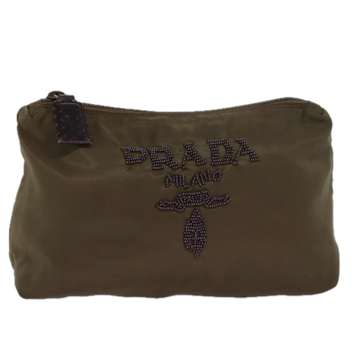 PRADA Pouch Nylon Khaki bs15659