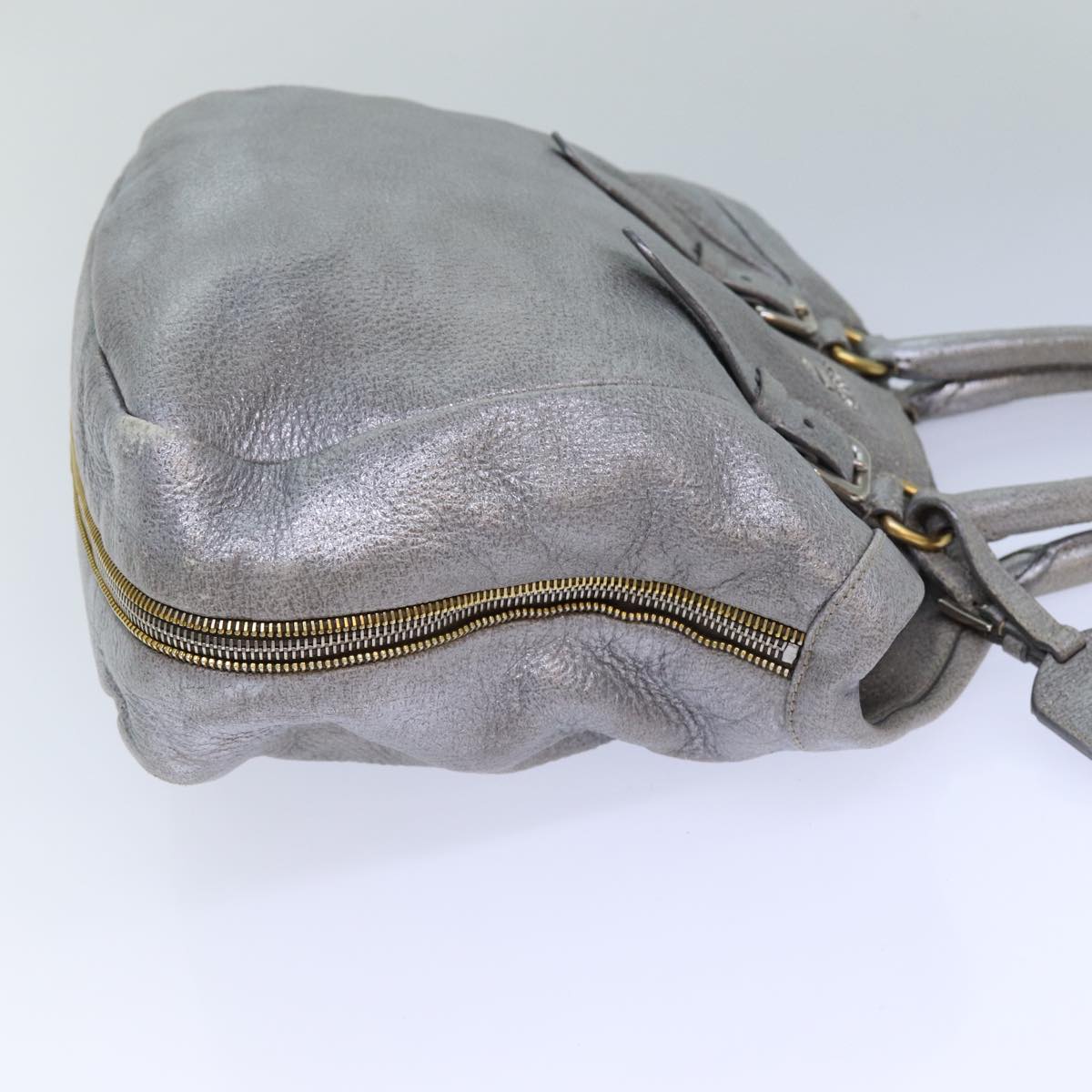 PRADA Hand Bag Leather 2way Silver bs15822