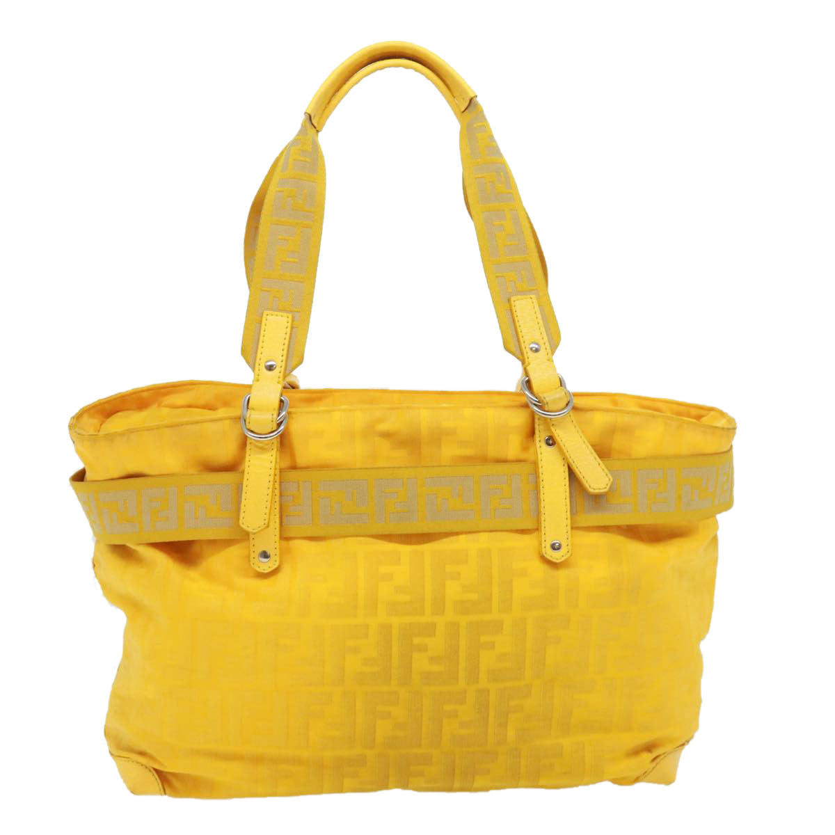 FENDI Zucca Canvas Tote Bag Nylon Yellow bs2911
