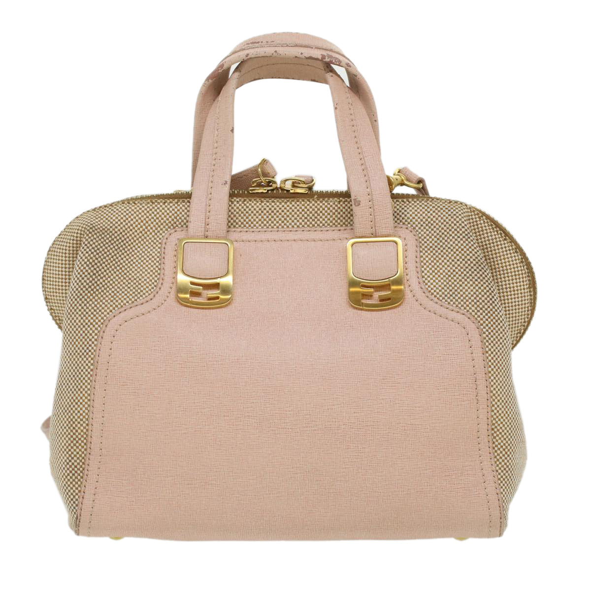 FENDI Hand Bag Leather Canvas 2way Pink bs3819