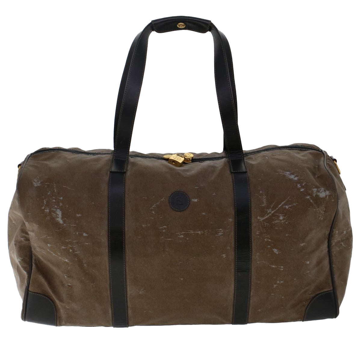 FENDI Hand Bag Boston Bag Leather 2Set Brown White bs6797
