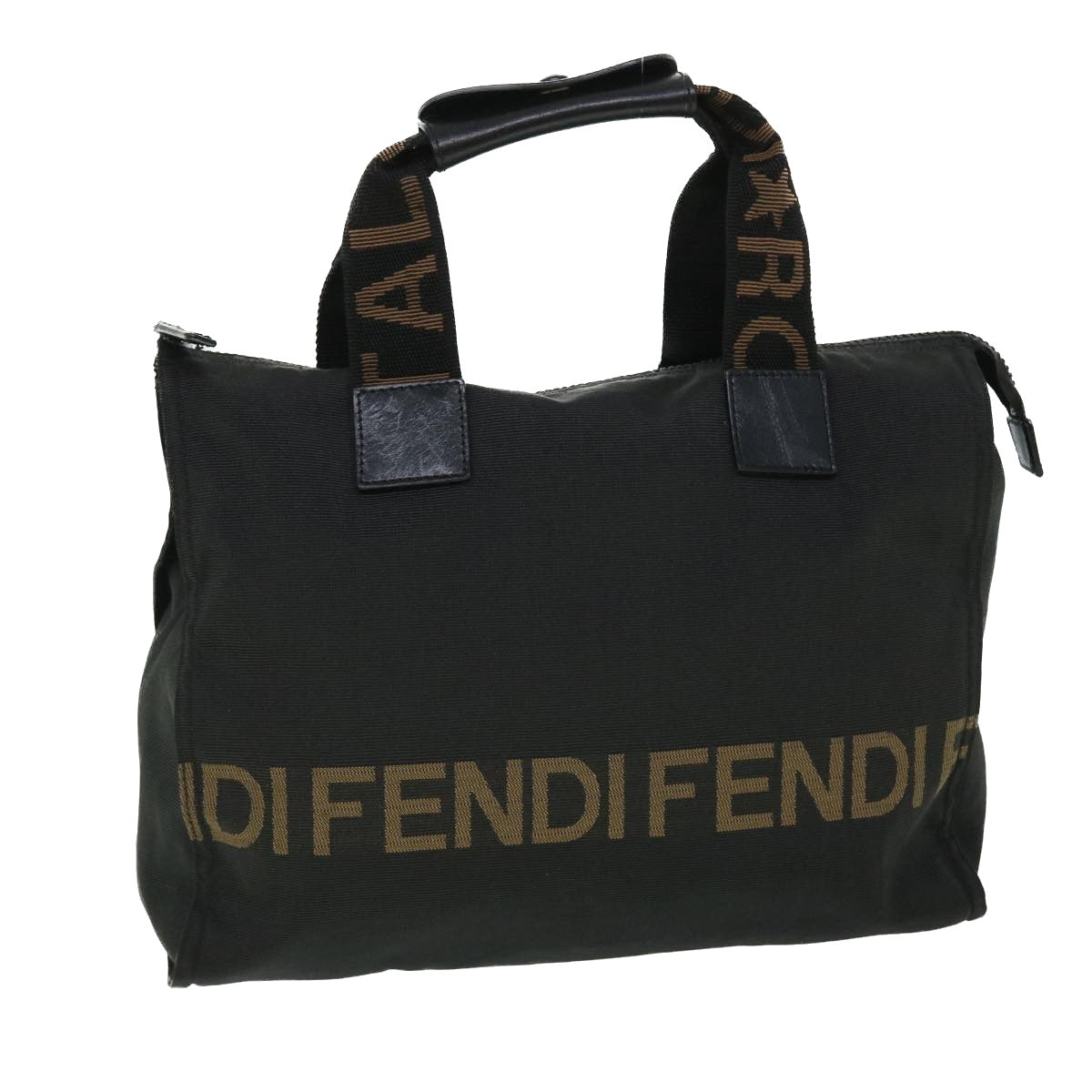 FENDI Hand Bag Nylon Black Brownbs8205
