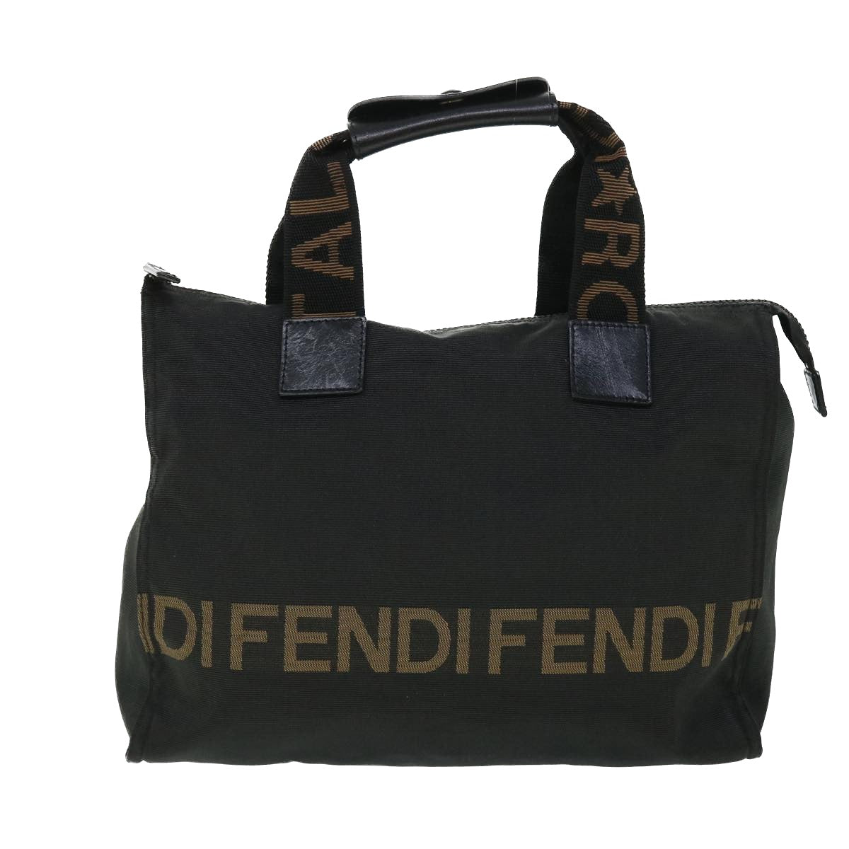 FENDI Hand Bag Nylon Black Brownbs8205