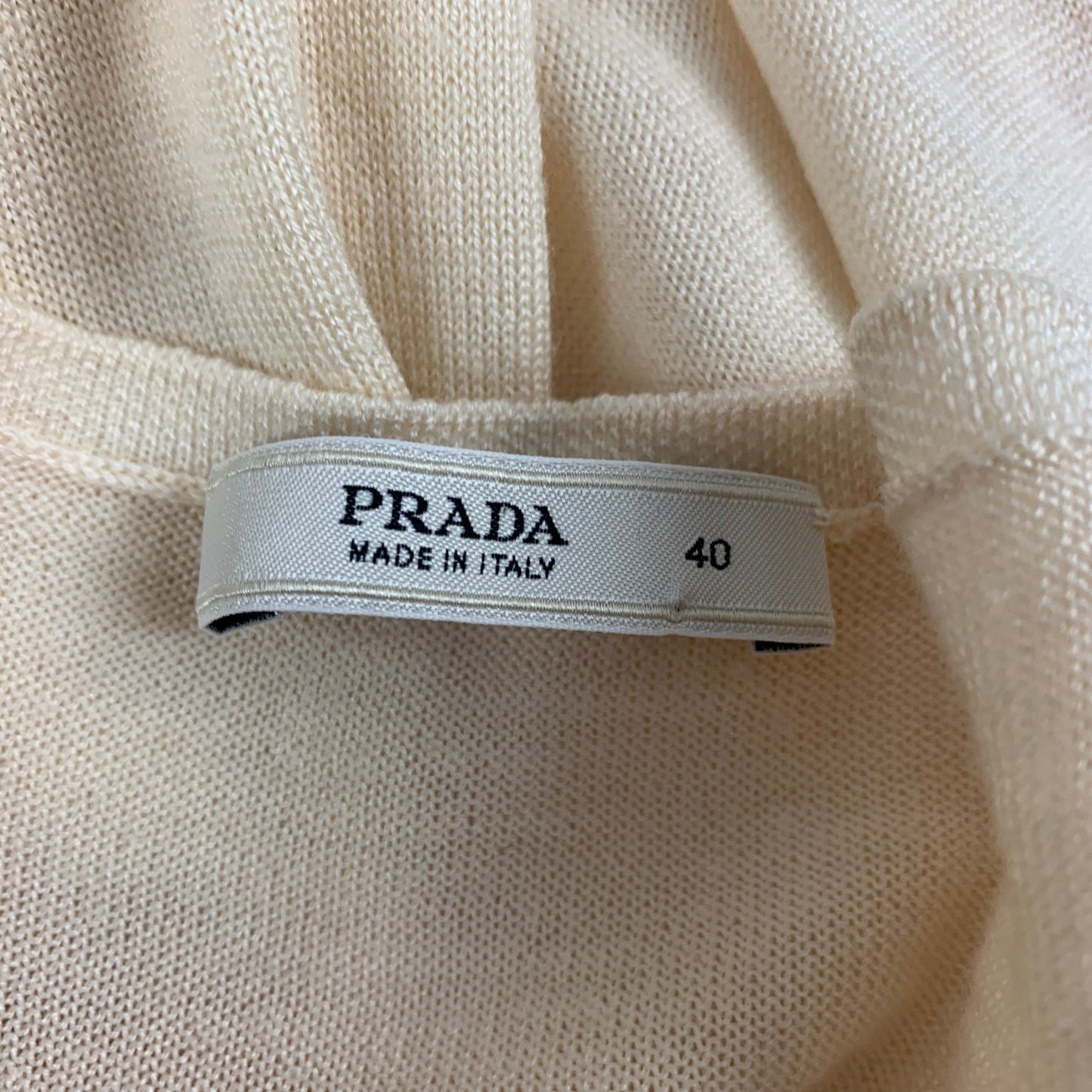 PRADA Size 4 Cream Ruched V-Neck Pullover