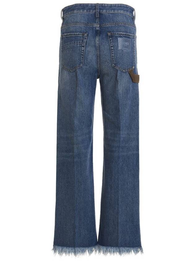 Fendi logo patch denim jeans blue