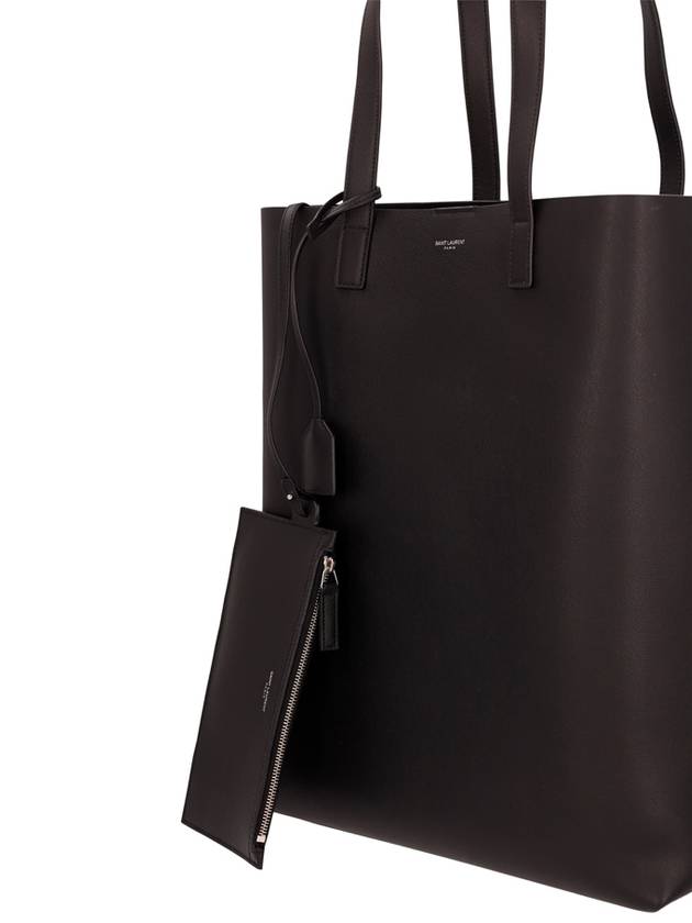 Saint Laurent Logo Soft Leather Bold Tote Bag Black