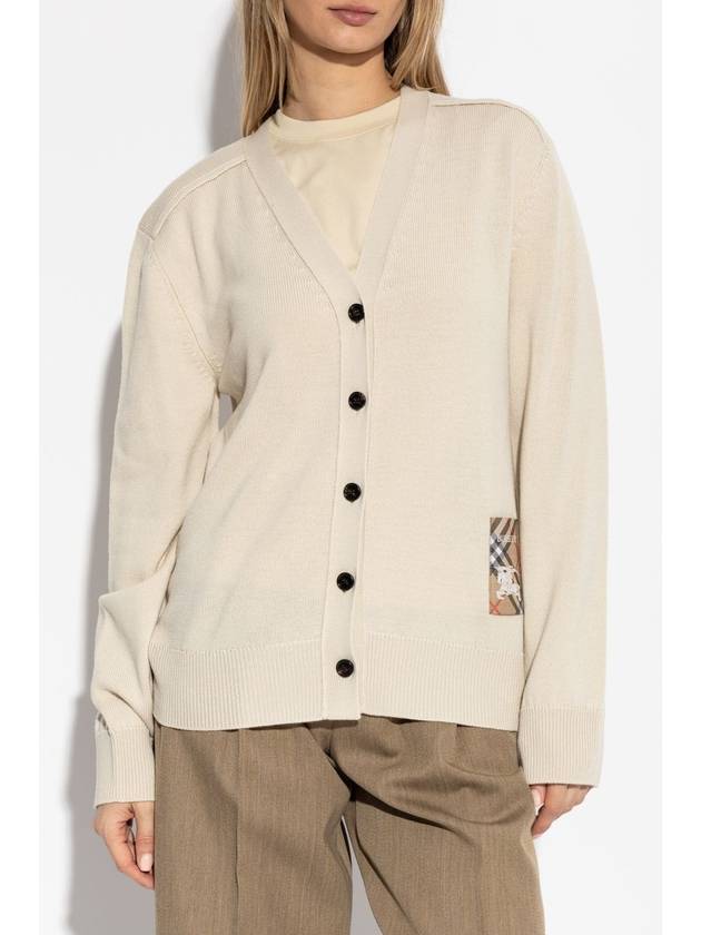 Burberry Burberry Wool Cardigan With Logo Patch, Women's, Cream