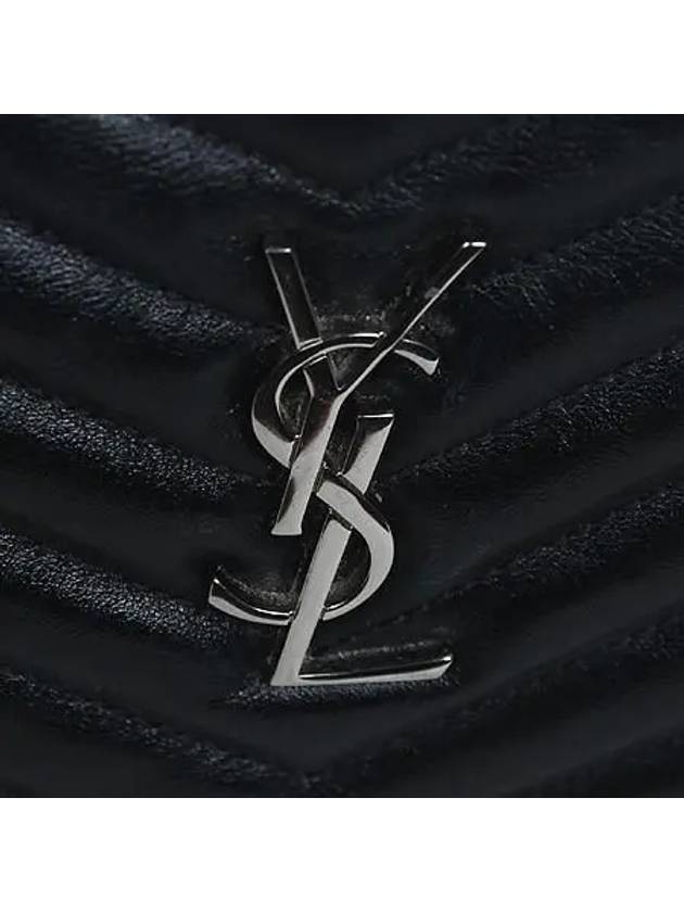 Saint Laurent 559193 YSL silver logo black leather mattrasse clutch bag