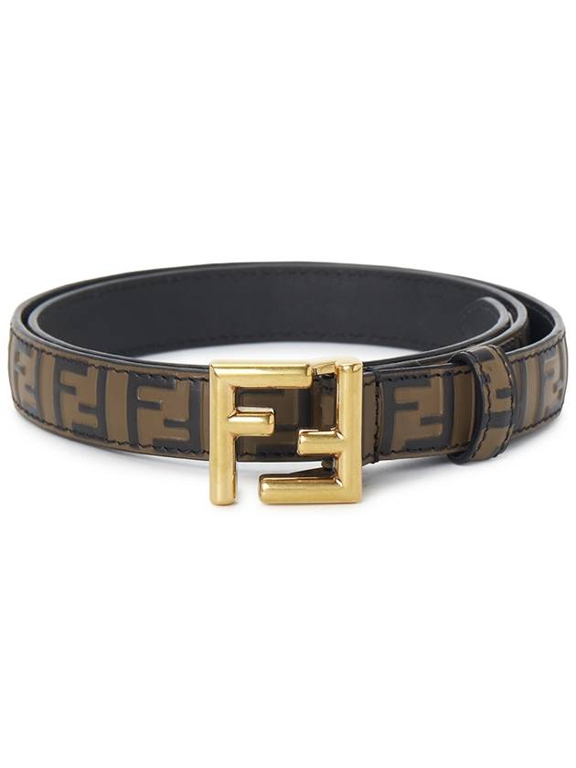 Fendi FF Square Stud Buckle Leather Belt Brown