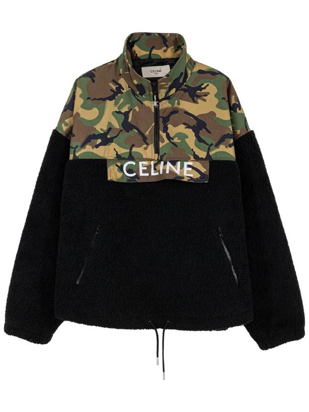 CELINE Bi-Material Jacket Black Camouflage