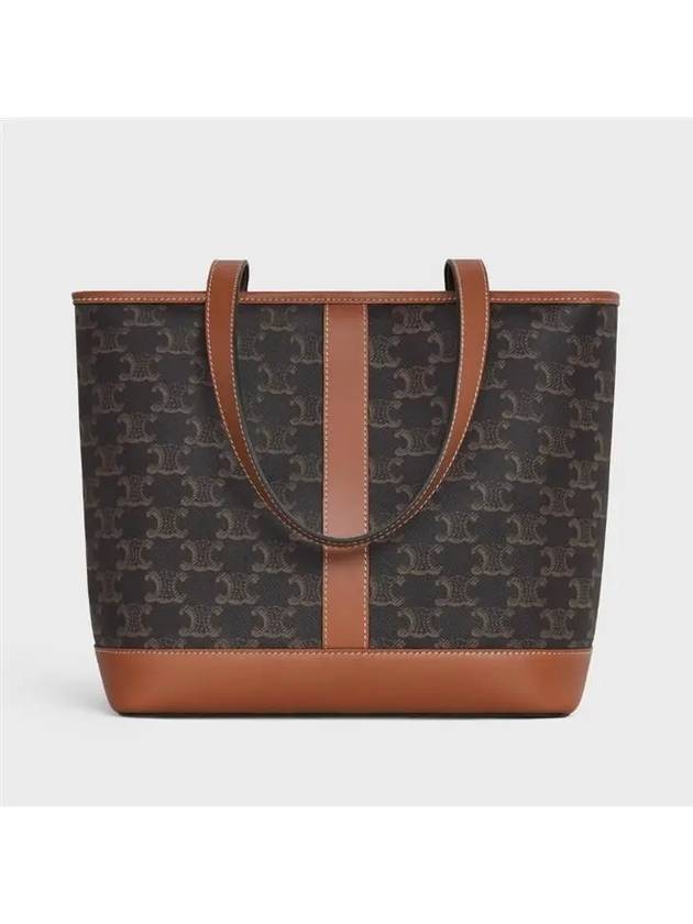 CELINE Triomphe Canvas Calfskin Tote Bag Brown Black