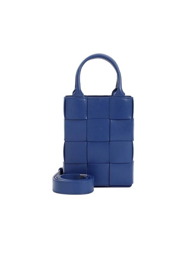 Bottega Veneta Mini Cassette North Shoulder Bag Blue
