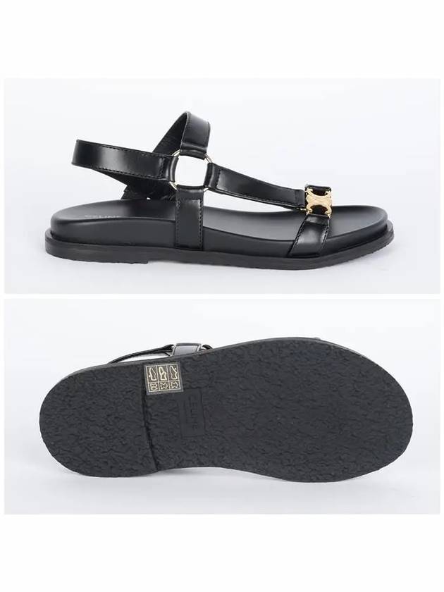 CELINE Maud Calfskin Triomphe Sandals Black