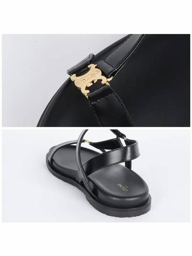 CELINE Maud Calfskin Triomphe Sandals Black