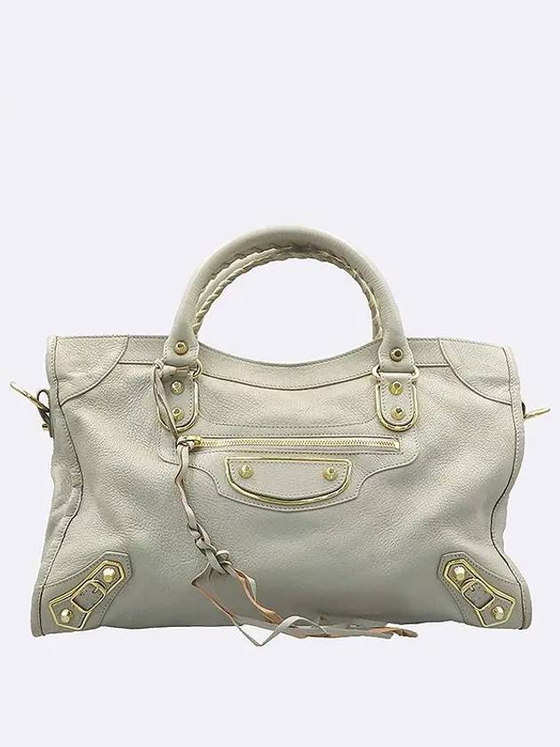 Balenciaga 390154 Gray color leather edge motor city tote bag shoulder strap auxiliary mirror