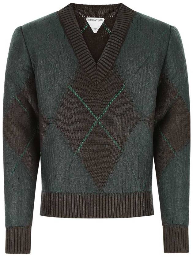 Bottega Veneta argyle print knit top brown