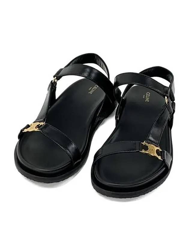 CELINE Maud Calfskin Triomphe Sandals Black