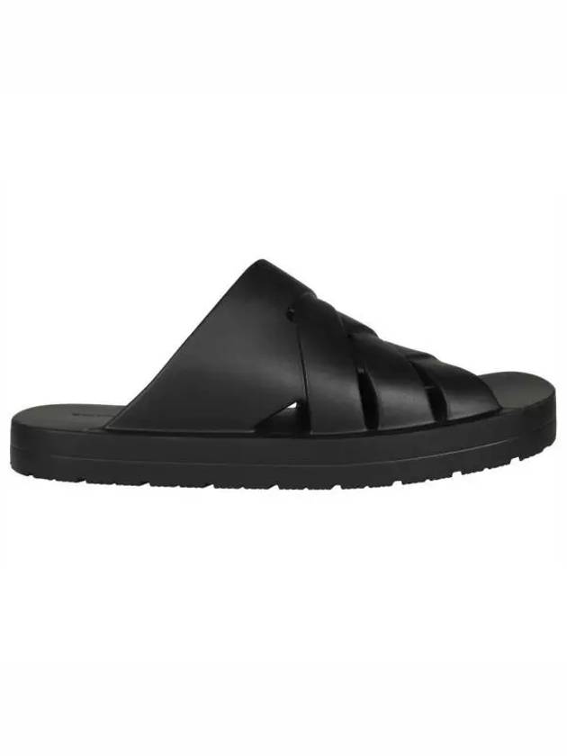 Bottega Veneta Flintston Intrecciato Matte Rubber Sandals Black