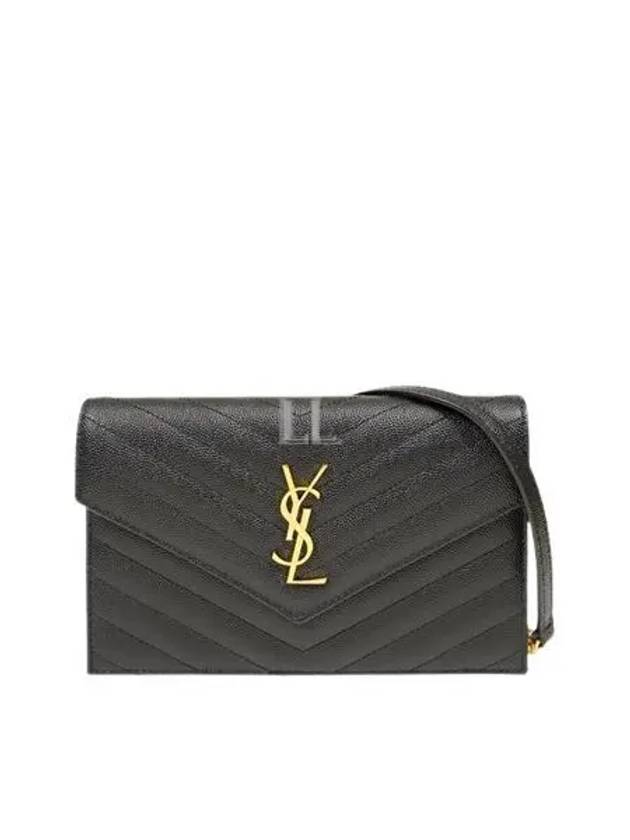 Saint Laurent Women's Logo Envelope Chain Long Wallet Black