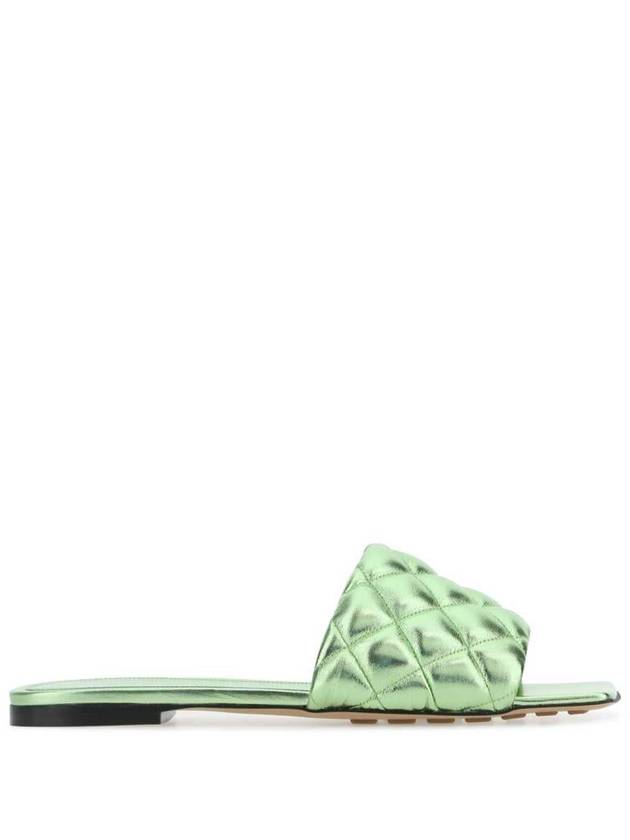 Bottega Veneta Padded Metallic Slippers Green