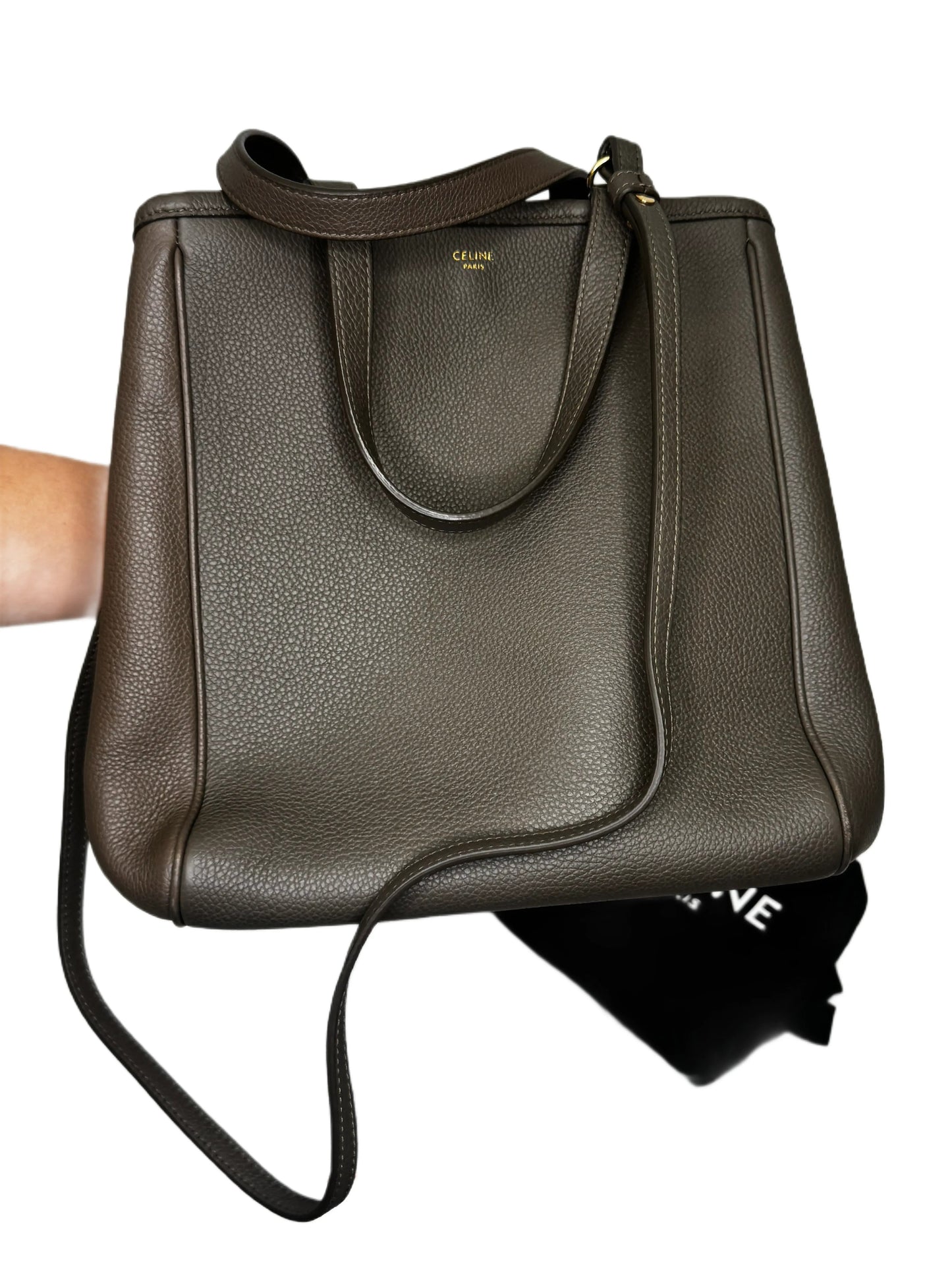 Celine Fold Cabas Tote Bag Greige Leather Medium B20-03