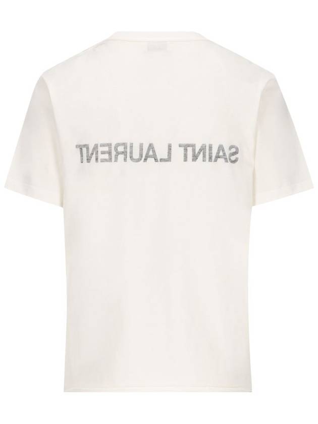 Saint Laurent Reverse Short Sleeve T-Shirt Nature Et Noir