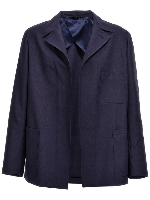 Fendi Single Breasted Wool Jacket Navy