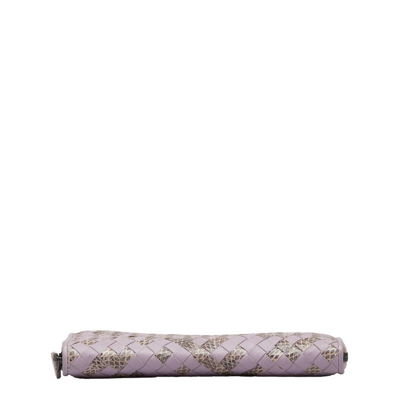 Bottega Veneta Intrecciato Long Wallet in Leather Violet Ladies