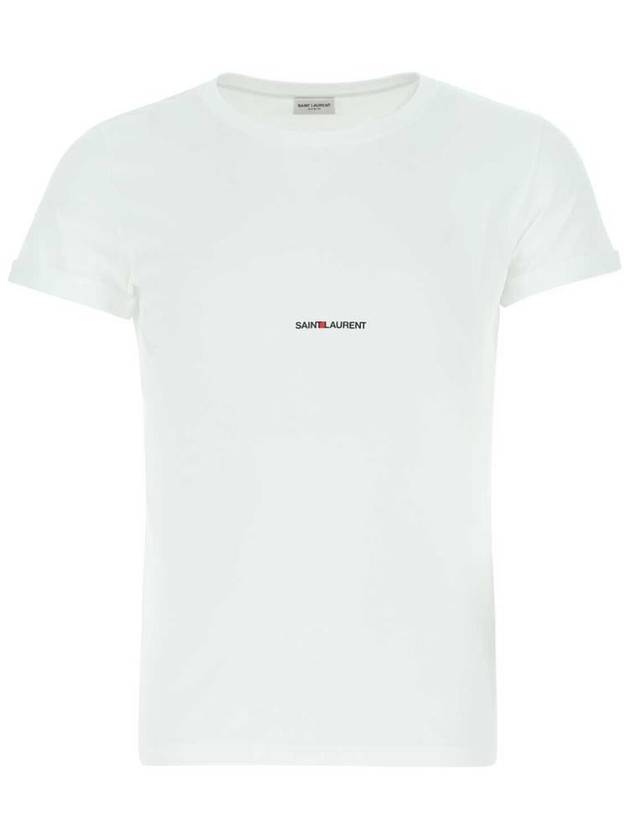 Saint Laurent Men's Small Logo Short Sleeve T-Shirt White