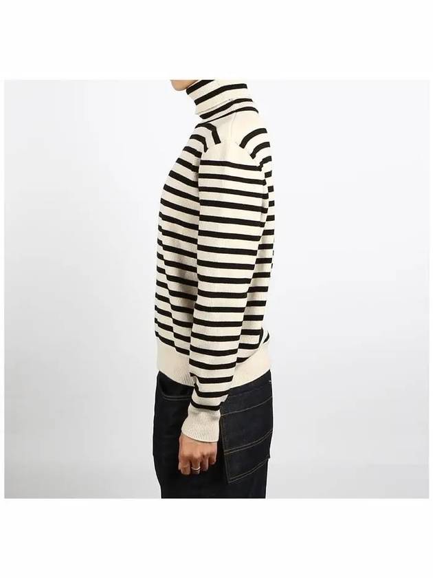 CELINE Heritage Cashmere Stripe Turtleneck White