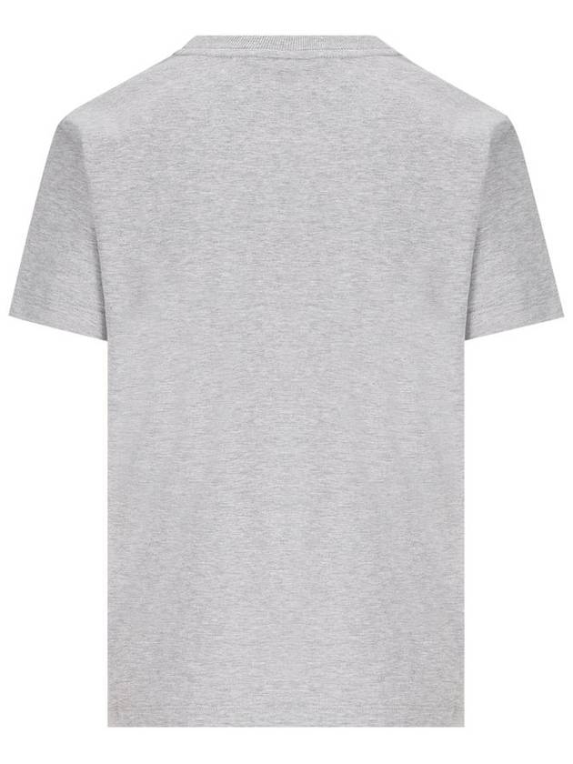 Fendi Lettering Embroidered Short Sleeve Cotton T-Shirt Grey