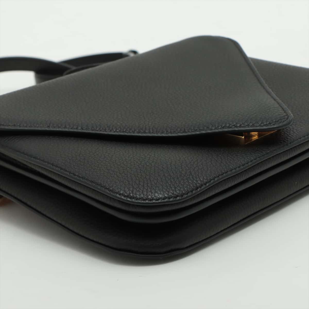 Bottega Veneta Mountain Leather Shoulder Bag Black