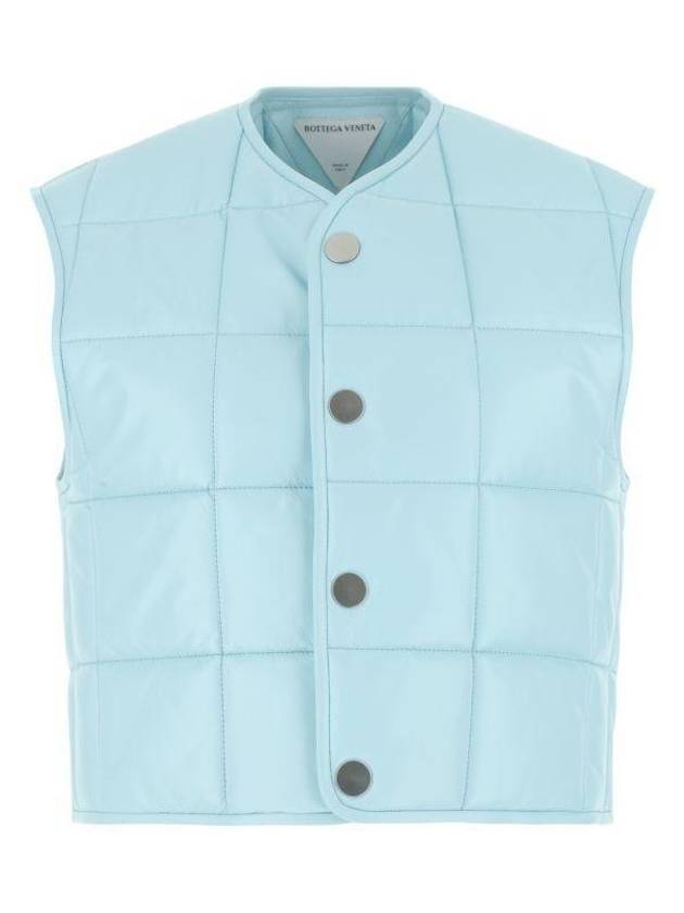 Bottega Veneta Nappa leather padded vest light blue