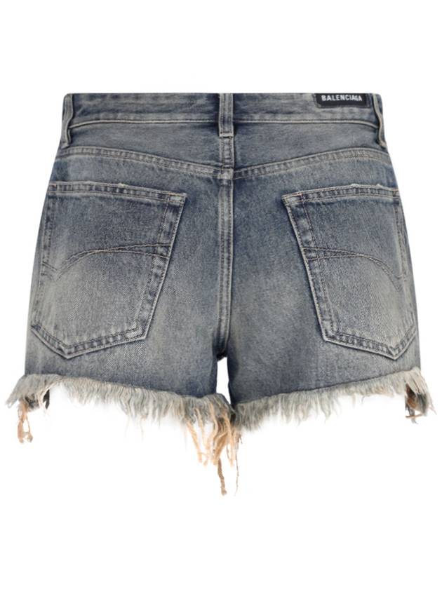 Balenciaga Back logo patch denim shorts blue
