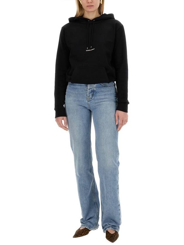 Saint Laurent Signature Logo Hooded Top Black