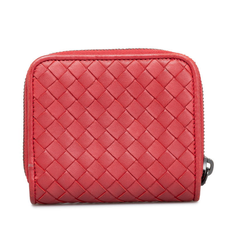 Bottega Veneta INTRECHART TWO Folding Wallet Leather Red Lady's