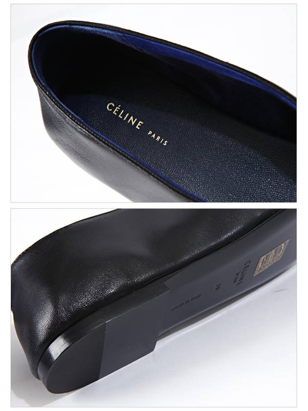 CELINE Stitch Babouche Point Toe Leather Flat Black