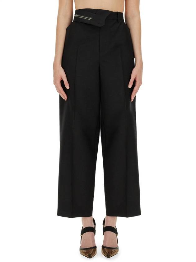 Fendi Mohair Wool Carrot Fit Straight Pants Black