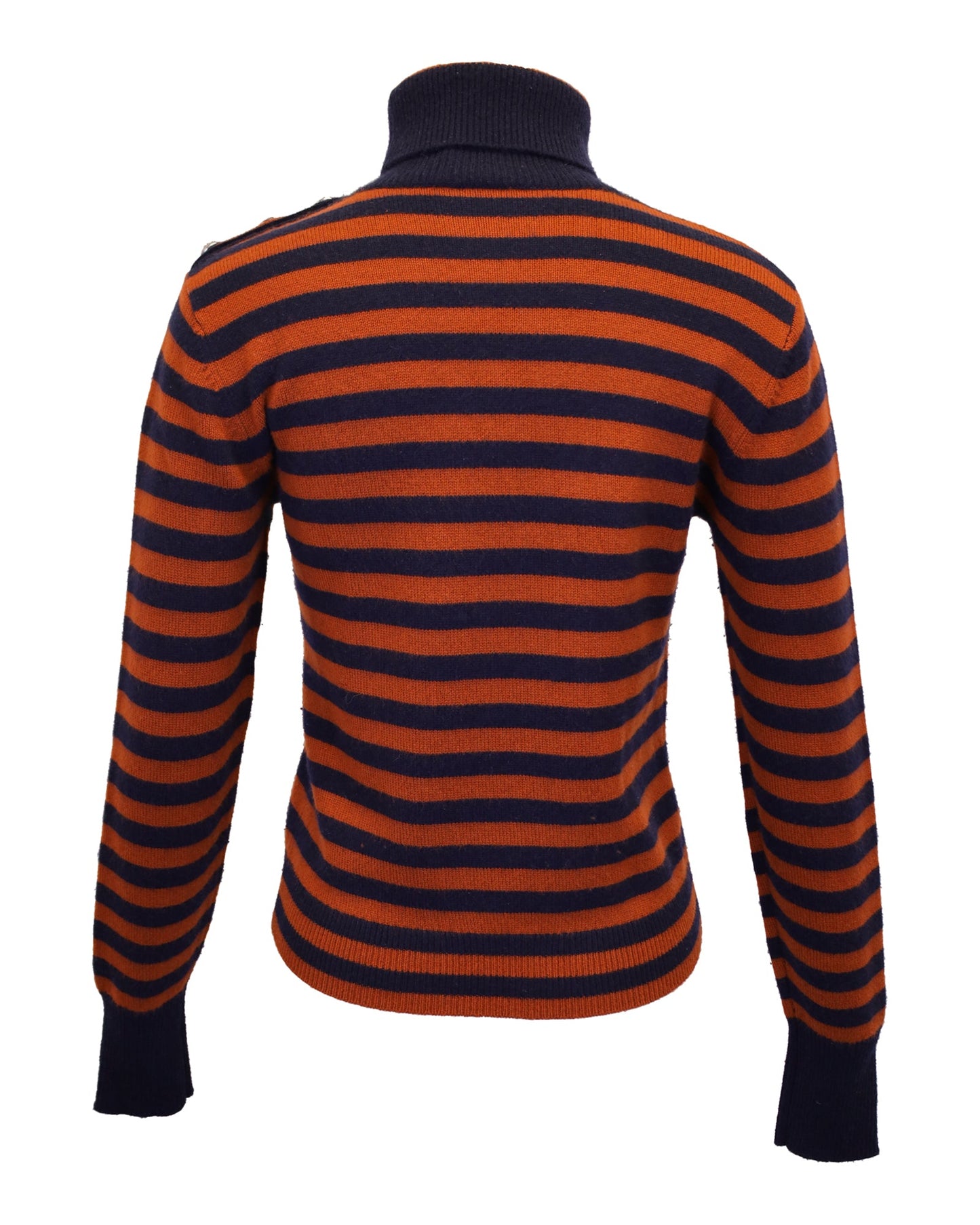 Chloe Striped Turtleneck Sweater in Orange Cashmere