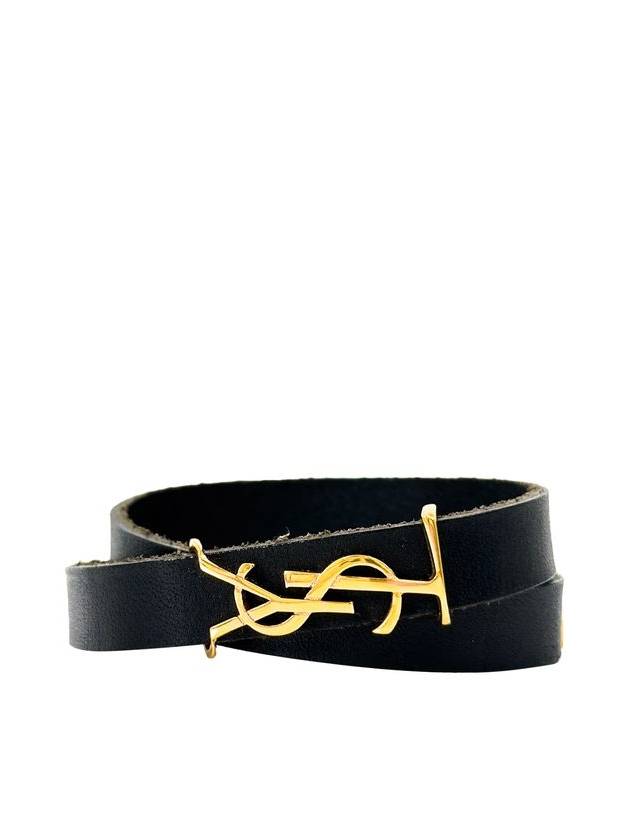 Saint Laurent M Men s Opium Double Wrap Gold Leather Bracelet