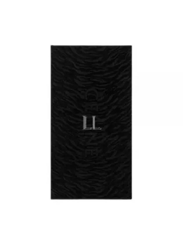 CELINE Logo Tiger Print Cotton Jacquard Beach Towel Black