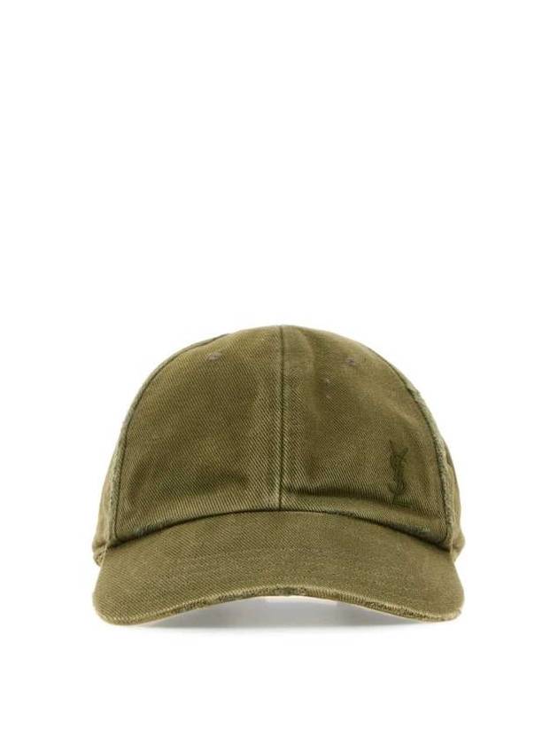 Saint Laurent Cassandre Cotton Ball Cap Olive