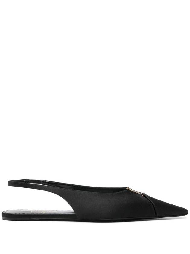 Saint Laurent Babylon Satin Slingback Flat Black