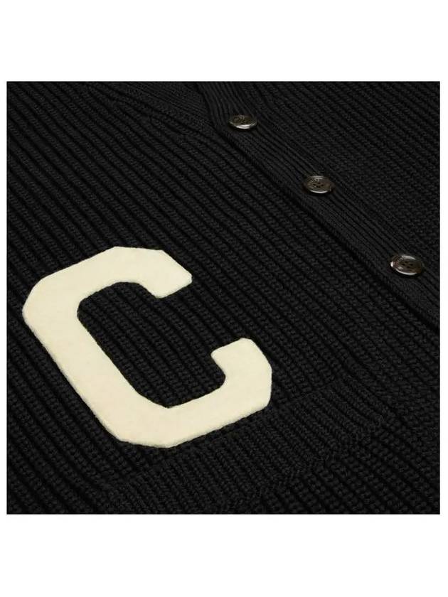CELINE Logo Patch Long College Cardigan Black
