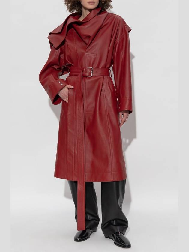 Bottega Veneta Bottega Veneta Leather Coat, Women's, Burgundy