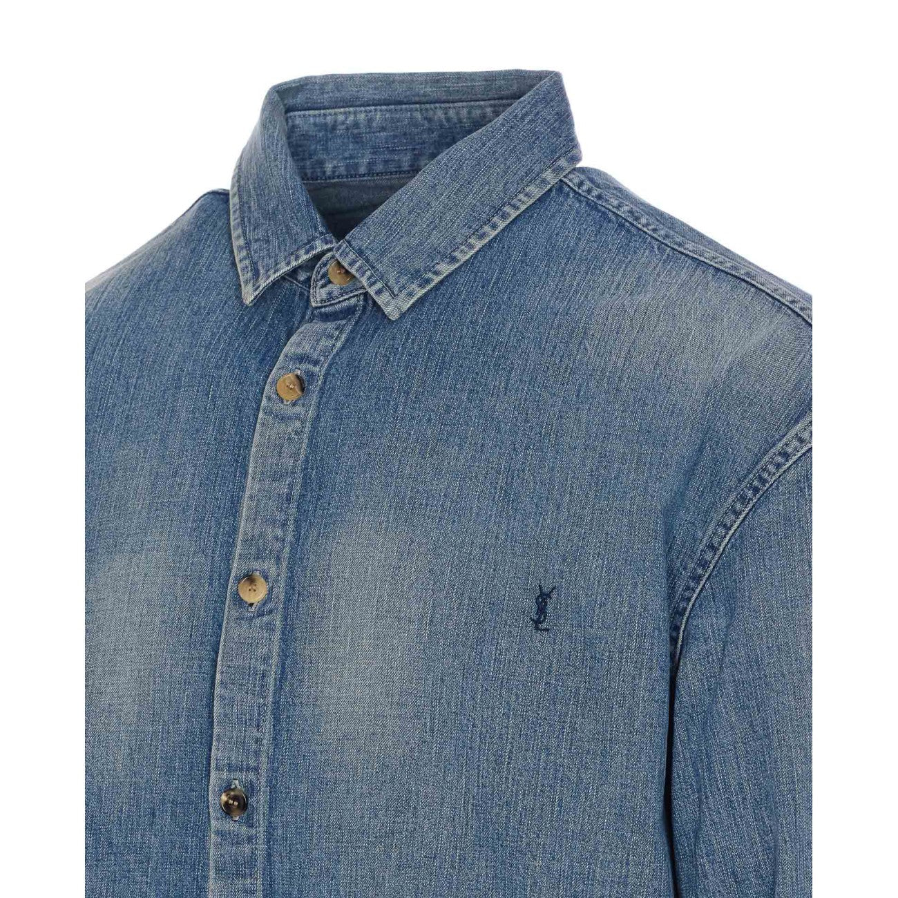 Saint Laurent Men Cassandre Denim Shirt