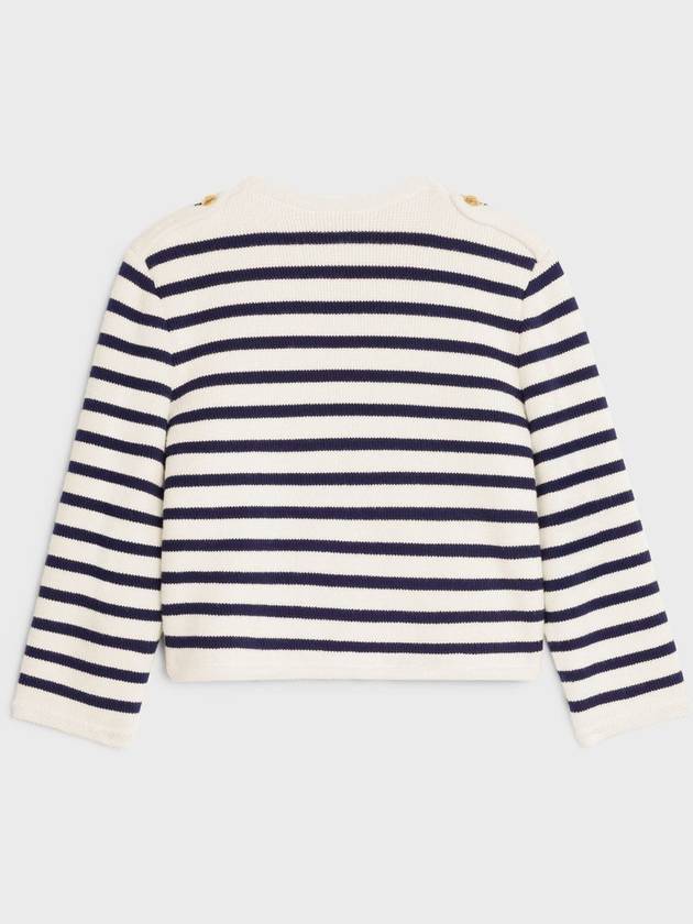 CELINE Crop Stripe Wool Cardigan Cream Black