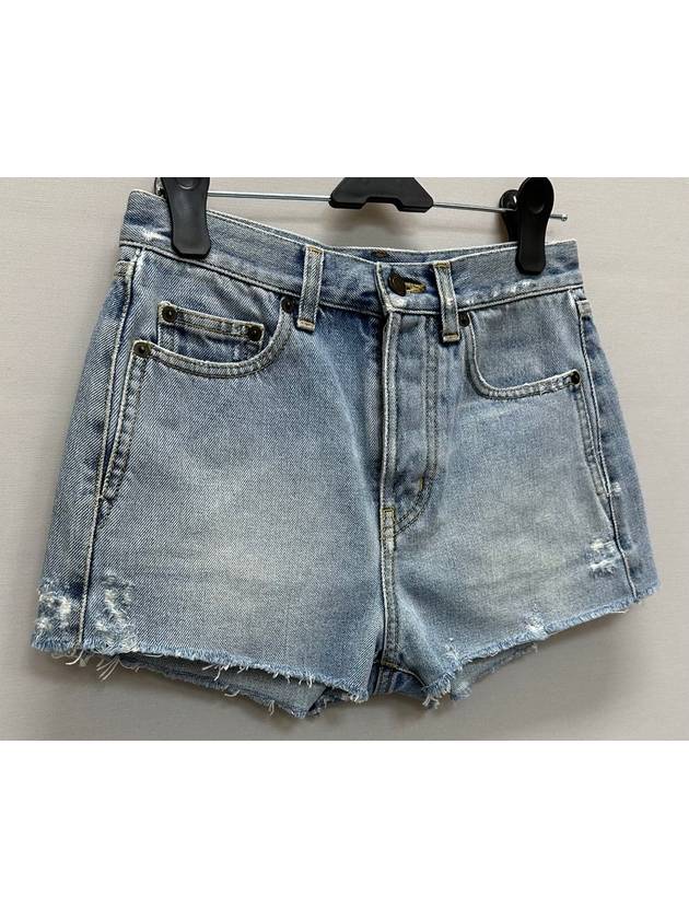 Saint Laurent Blue Denim Slim Fit Short Pants 25